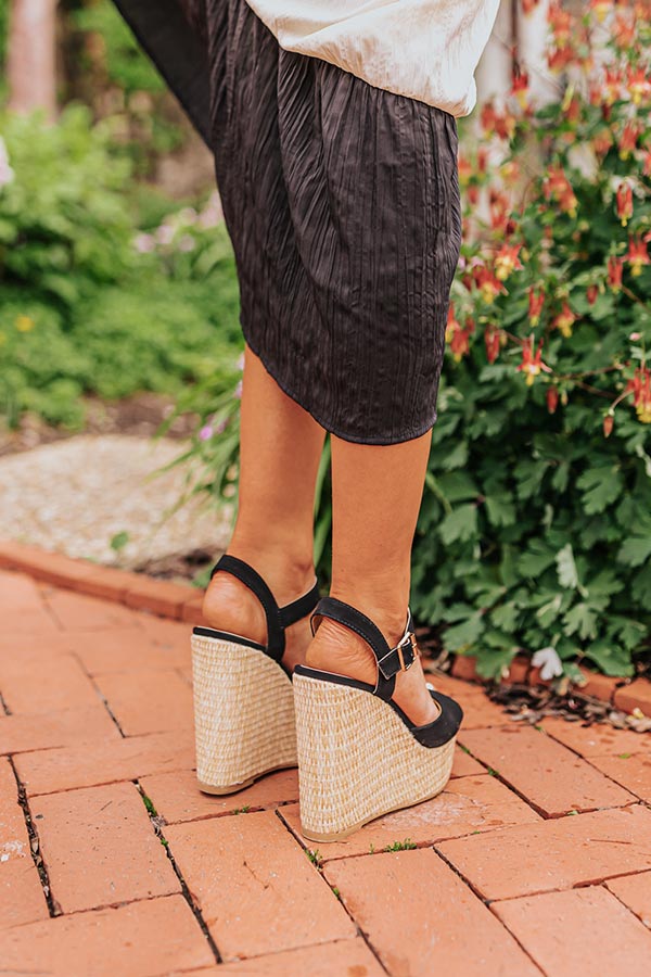 The Cailyn Faux Nubuck Wedge in Black Image - 3