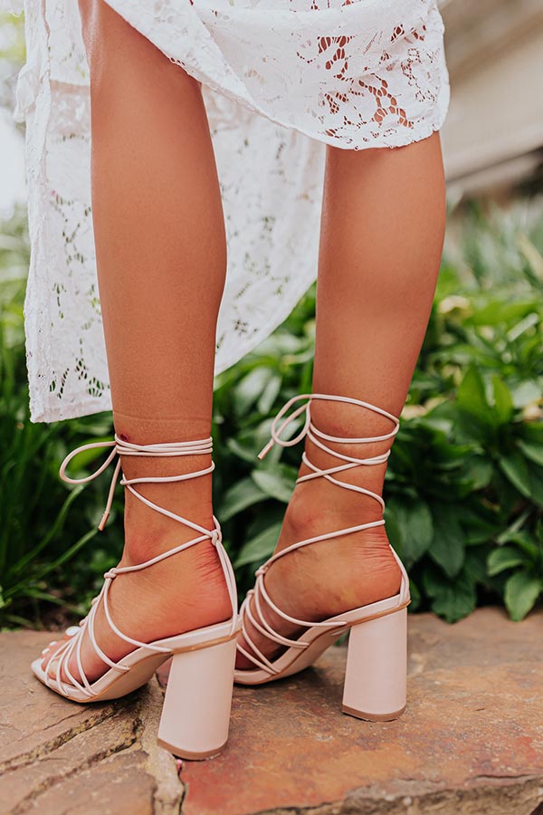 The Biana Faux Leather Lace Up Heel in Natural Image - 5