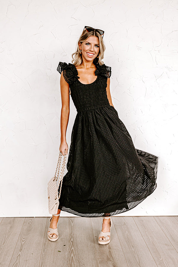 Divine Downtime Gingham Midi In Black
