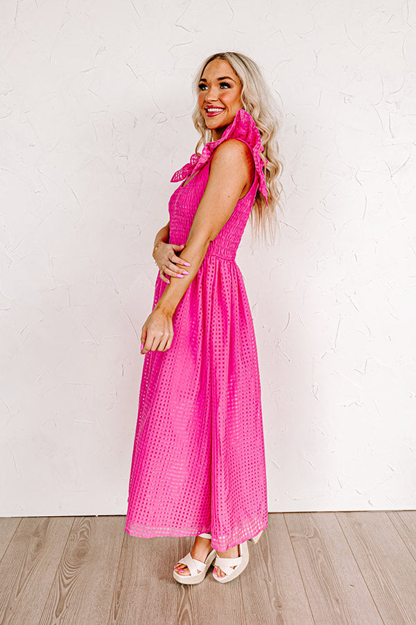 Divine Downtime Gingham Midi In Pink Image - 3