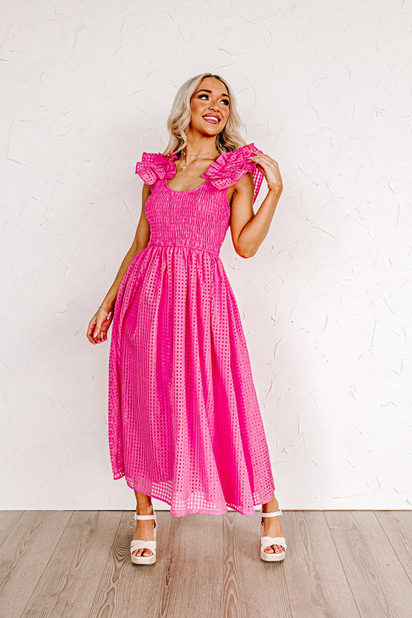 Divine Downtime Gingham Midi In Pink Image - 1