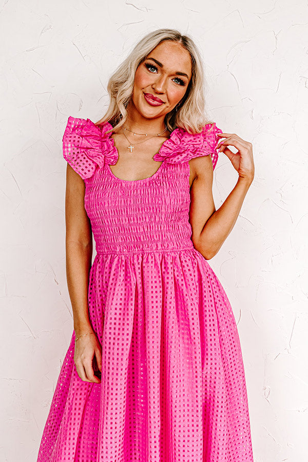 Divine Downtime Gingham Midi In Pink Image - 2