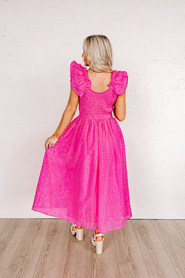 Divine Downtime Gingham Midi In Pink Image - 5