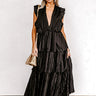 Seeking Champagne Pleated Maxi Dress In Black Image - 1