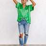 Best Weather Ever Satin Shift Top in Kelly Green Image - 1