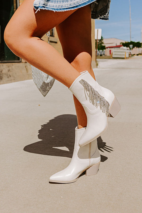 The Aliyah Faux Leather Cowboy Boot in Ivory Image - 2