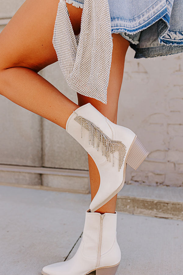 The Aliyah Faux Leather Cowboy Boot in Ivory Image - 5
