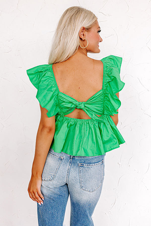 Stay Here Awhile Peplum Top In Kelly Green Image - 3
