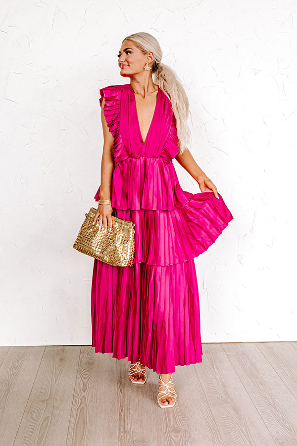 Seeking Champagne Pleated Maxi Dress In Sangria Image - 1