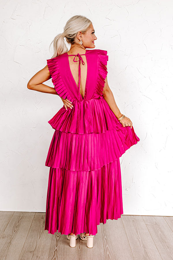 Seeking Champagne Pleated Maxi Dress In Sangria Image - 3