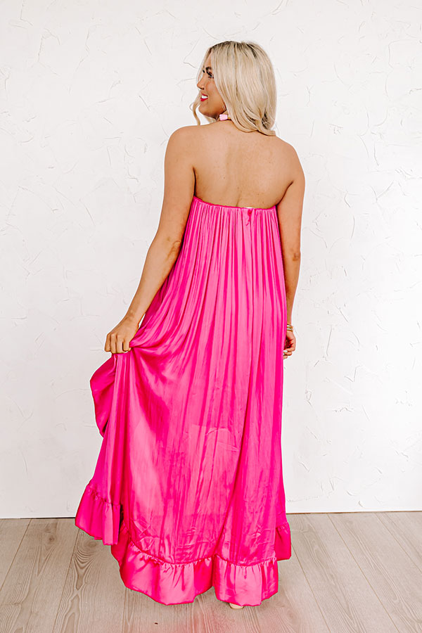 Milan Runway Satin Dress In Pink Image - 3