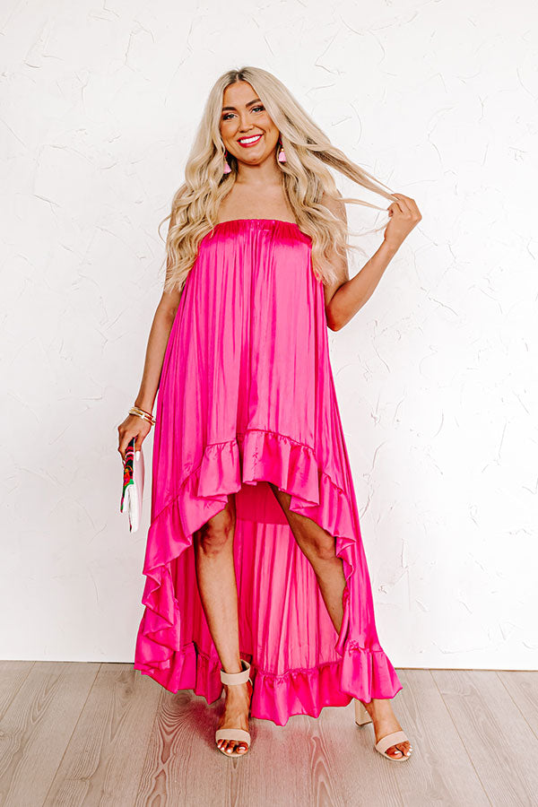 Milan Runway Satin Dress In Pink Image - 1