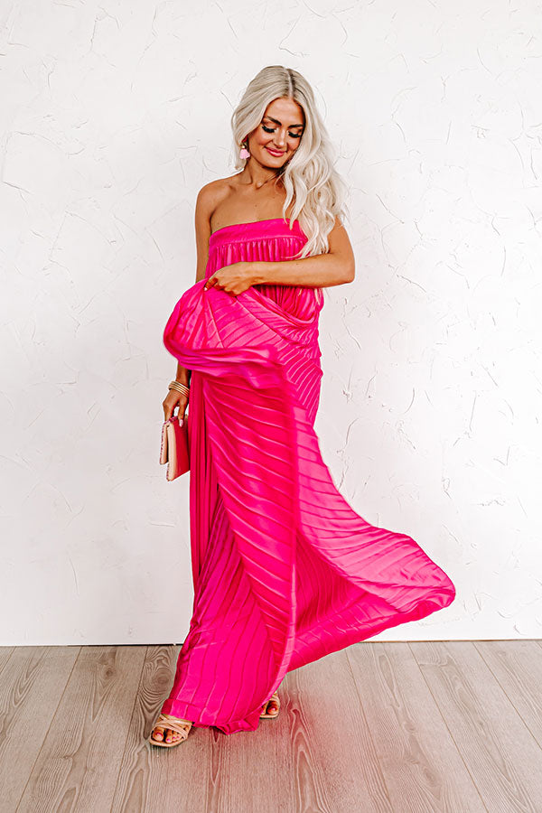 Charming Views Pleated Maxi In Hot Pink Image - 2