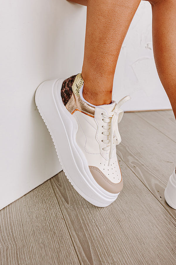 The Avianna Faux Leather Sneaker In Gold Image - 4