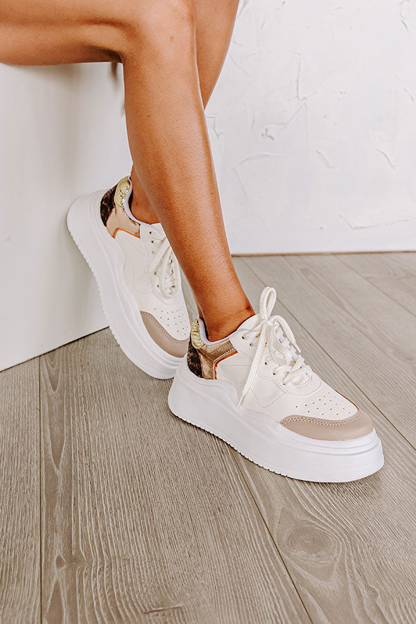The Avianna Faux Leather Sneaker In Gold Image - 3