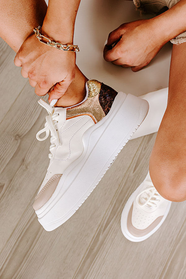 The Avianna Faux Leather Sneaker In Gold Image - 2