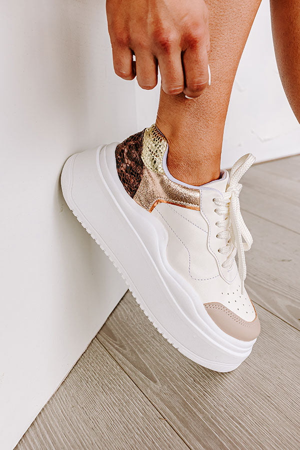 The Avianna Faux Leather Sneaker In Gold Image - 5
