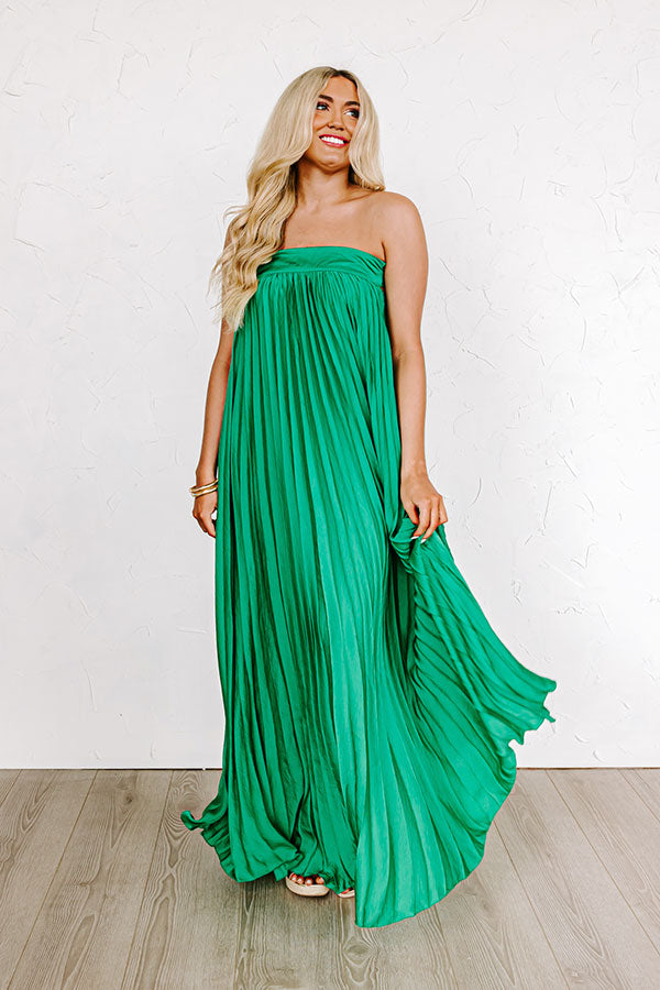 Charming Views Pleated Maxi In Kelly Green Image - 2