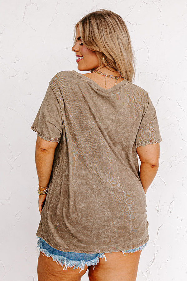 Smiling Ear To Ear Mineral Wash Tee in Taupe Image - 5