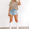 Cafe Afternoons Mineral Wash Crop Top in Taupe Image - 1
