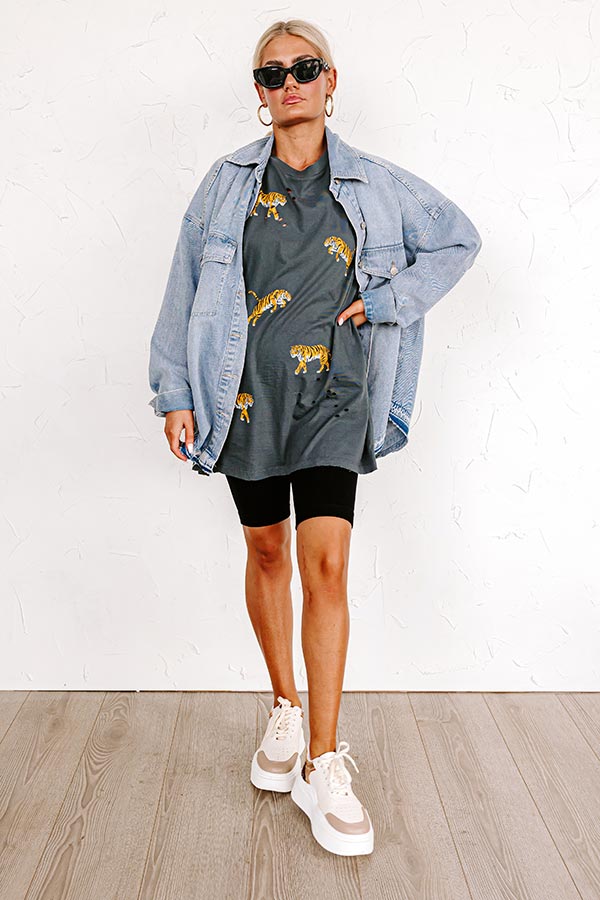 Feeling Fierce Oversized Distressed Tee Image - 2