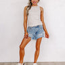 Carefree Days Ribbed Tank in Stone Image - 1