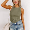 Carefree Days Ribbed Tank in Olive Image - 1