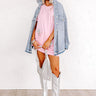 Artfully Done Embellished T-Shirt Dress in Pink Image - 1