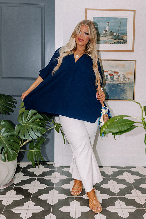 Purely Poetic Shift Top in Navy Curves Image - 5
