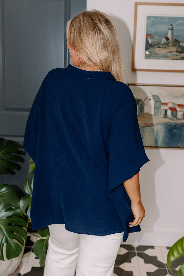 Purely Poetic Shift Top in Navy Curves Image - 4