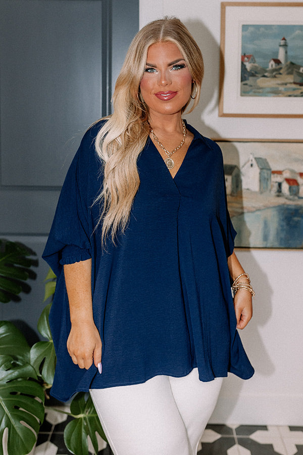 Purely Poetic Shift Top in Navy Curves Image - 1