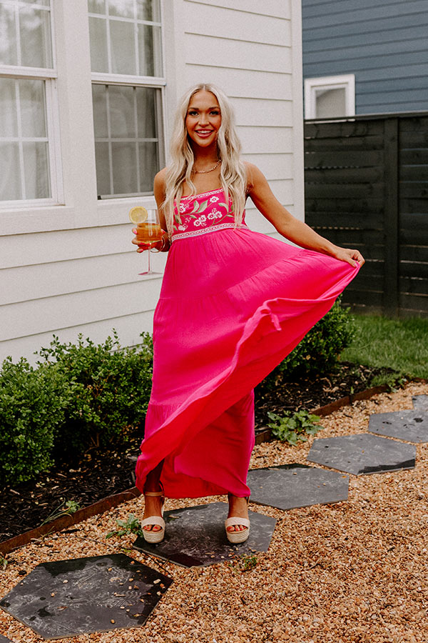 Coastal Calm Embroidered Maxi In Hot Pink Image - 5