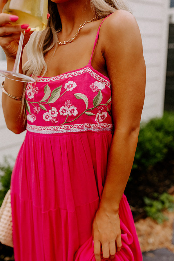 Coastal Calm Embroidered Maxi In Hot Pink Image - 3