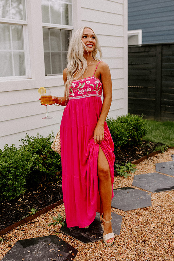 Coastal Calm Embroidered Maxi In Hot Pink Image - 4