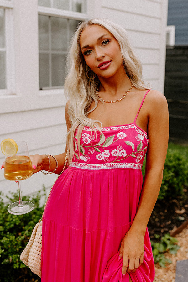 Coastal Calm Embroidered Maxi In Hot Pink Image - 2