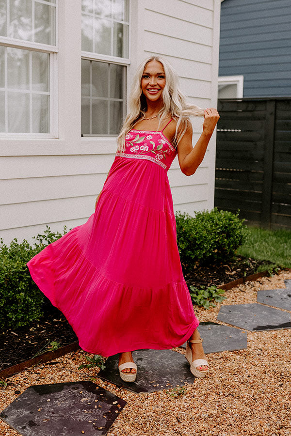Coastal Calm Embroidered Maxi In Hot Pink Image - 1