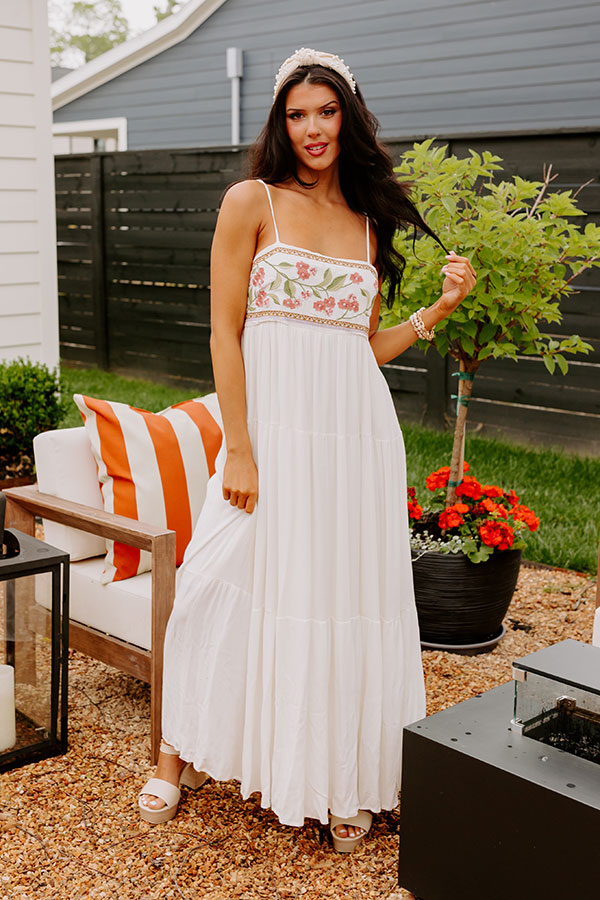 Coastal Calm Embroidered Maxi In Cream Image - 2
