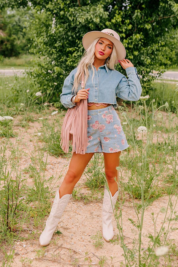 Subtly In Love Chambray Crop Top Image - 5