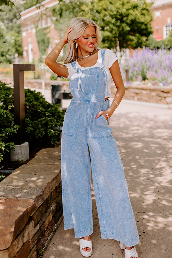 The Meena Denim Overalls In Light Wash Image - 1