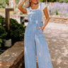 The Meena Denim Overalls In Light Wash Image - 1
