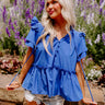 Passing Through Town Top In Royal Blue Image - 1