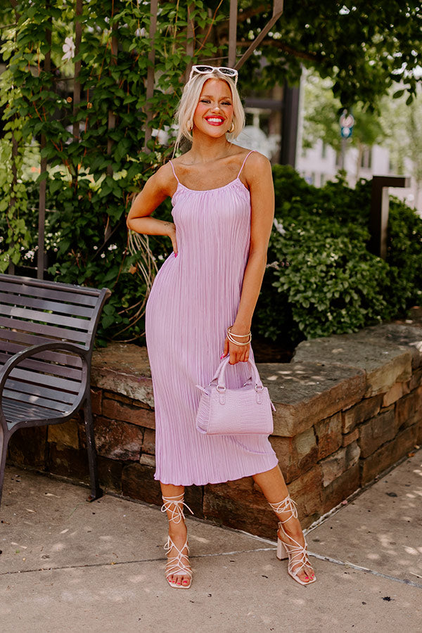 Flirty Frills Pleated Midi In Lavender Image - 4