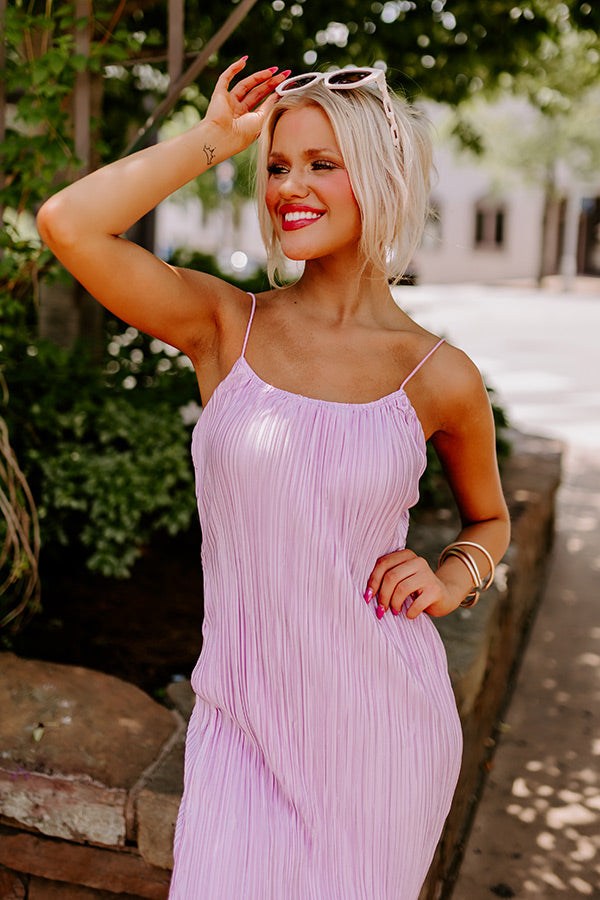Flirty Frills Pleated Midi In Lavender Image - 5