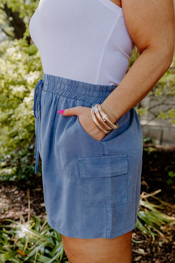 The Aleena High Waist Shorts In Airy Blue Curves Image - 4