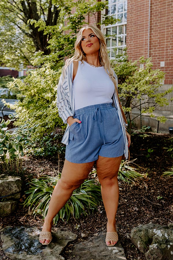 The Aleena High Waist Shorts In Airy Blue Curves Image - 2