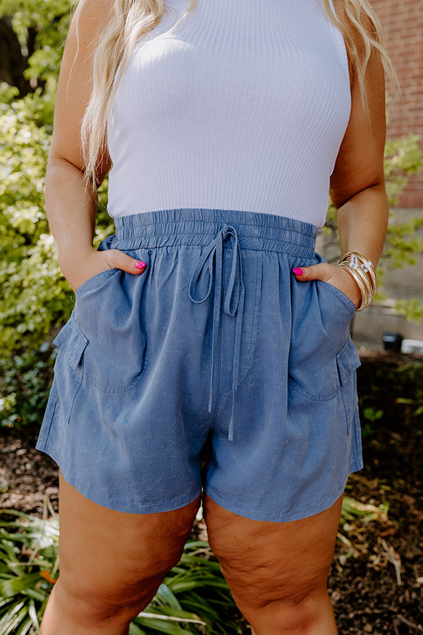 The Aleena High Waist Shorts In Airy Blue Curves Image - 3