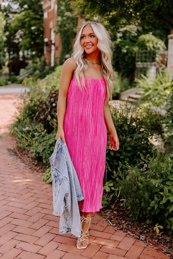 Flirty Frills Pleated Midi In Pink Image - 1