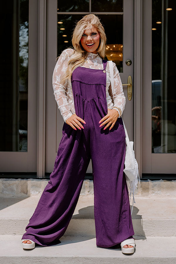 Happy Sanctuary Wide Leg Jumpsuit in Royal Plum Curves Image - 1