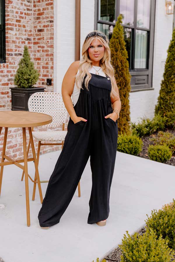 Happy Sanctuary Wide Leg Jumpsuit in Black Curves Image - 1