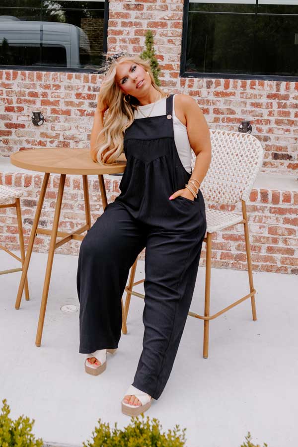 Happy Sanctuary Wide Leg Jumpsuit in Black Curves Image - 2